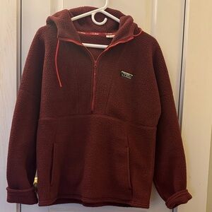 L.L. Bean Burgundy Sherpa Half-Zip Hoodie